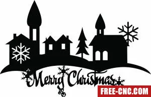 Merry christmas sign decor - free dxf download