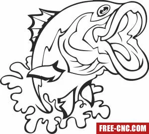 Fish drawing clipart - Free dxf download