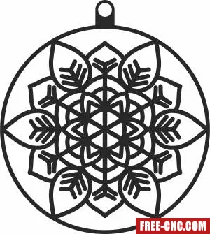 Snowflakes christmas mandala ball ornament - Free dxf files ready to cut