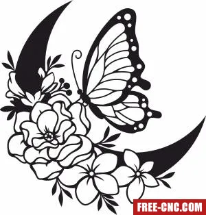 Butterfly floral clip art - Download free dxf for cnc plasma cutting