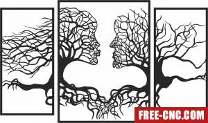 Tree couple face shape panels - Free dxf for laser cutting and plasma