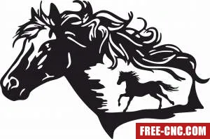 Horse scene clipart - Free dxf for laser cutting and plasma