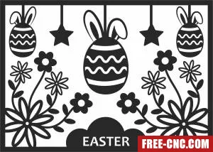 Drawing easter eggs decoration panel - Free dxf files ready to cut