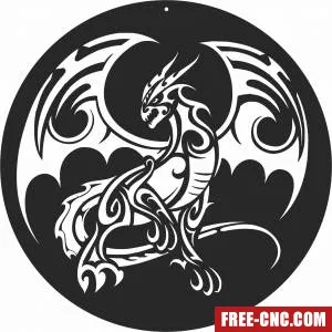 Dragon tribal wall decor - Free dxf files ready to cut