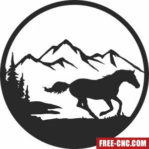 Horse scene clipart - Download free dxf for cnc plasma cutting