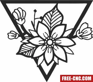 Triangle with flowers - Free dxf files ready to cut