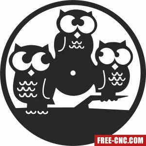 Owl wall clock vinyl record - Free dxf for laser cutting and plasma