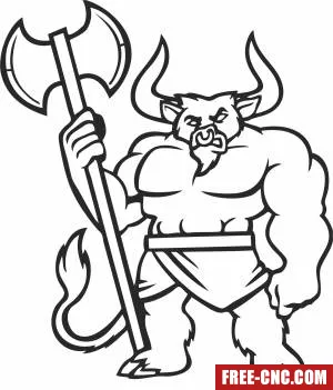 Nordic vikings bull fighter - Free dxf files ready to cut