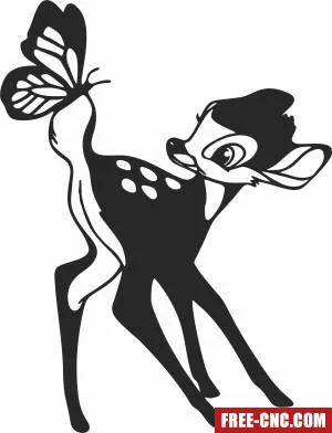 Deer with butterfly wall decor - Free dxf files ready to cut