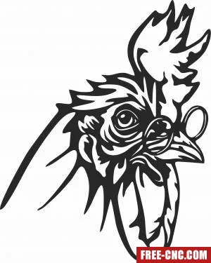 Rooster with glass wall decor - Free dxf files ready to cut