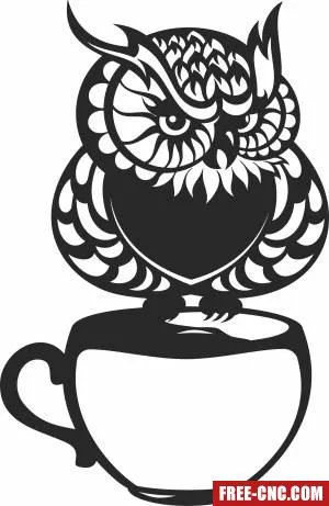 Owl on coffee pot - Free dxf for laser cutting and plasma