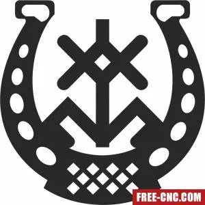 Horse shoe with sign - Free dxf for laser cutting and plasma