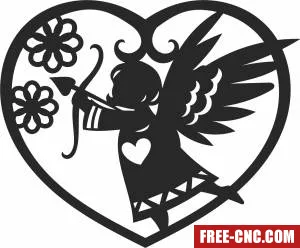 Angel heart wall decor valentines - Free dxf download