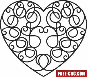 Decorative one line heart wall art - Download free dxf for cnc plasma cutting