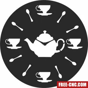 Tea pots wall vinyl clock - Free dxf files ready to cut