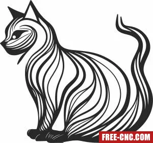 Cat tribal silhouette - Free dxf download