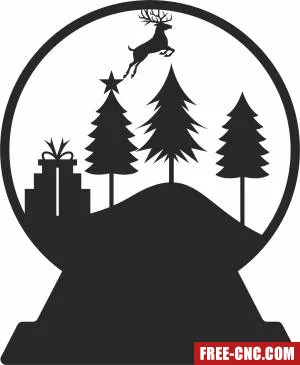 Deer snow globe christmas - Download free dxf for cnc plasma cutting