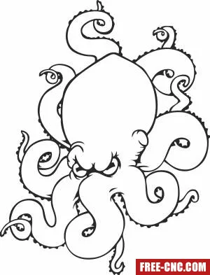 Octopus drawing clipart - Free dxf files ready to cut