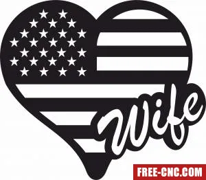 Heart wife usa flag - free dxf download