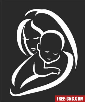 Mom hugging baby - Download free dxf for cnc plasma cutting