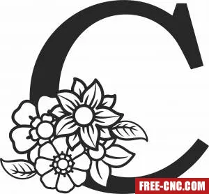 Monogram letter c with flowers - Download free dxf for cnc plasma cutting