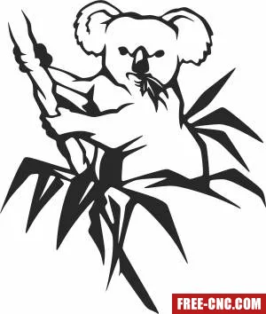 Koala bear climbing tree - Free dxf files ready to cut