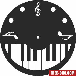 Piano wall clock decor - Download free dxf for cnc plasma cutting