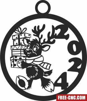 Christmas deer ornament 2024 - Free dxf for laser cutting and plasma