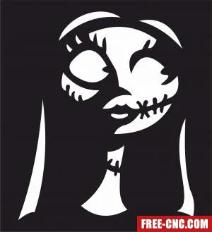 Halloween creepy scary girl wall decor - free dxf download