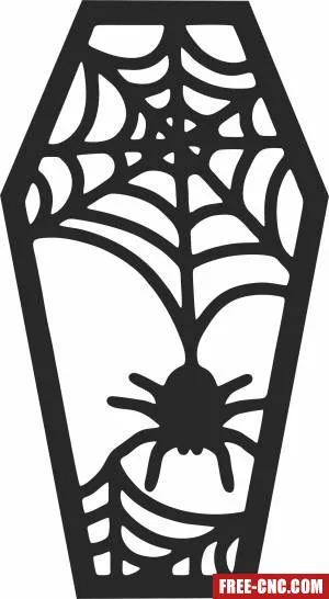 Coffin for halloween spider cliparts - Free dxf download