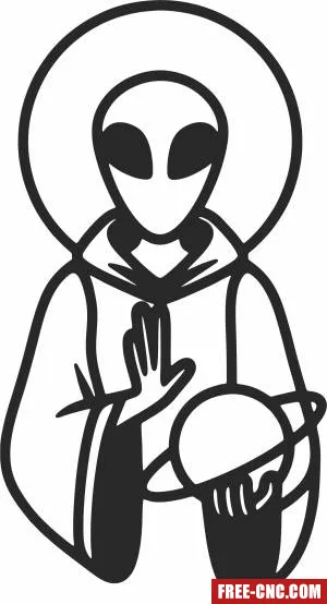 Alien clipart - Free dxf for laser cutting and plasma