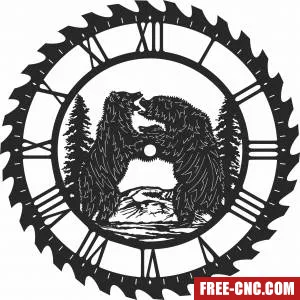 Bears fighting sceen saw wall clock - Download free dxf for cnc plasma cutting