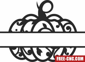 Floral pumpkin halloween monogram - Free dxf files ready to cut