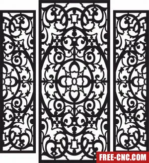 3 pieces panels wall screen door patterns door - Download free dxf for cnc plasma cutting
