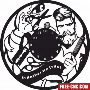 Barber shop wall clock - free dxf download Barber shop wall clock - free dxf download