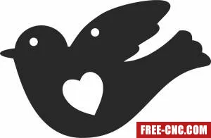 Bird with heart clipart - Download free dxf for cnc plasma cutting