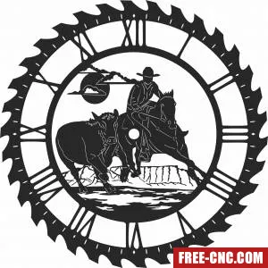 Cowboy sceen saw wall clock - Free dxf files ready to cut