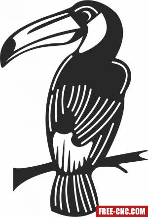 Toucan silhouette bird on branch - Free dxf for laser cutting and plasma