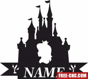 Disney princess ice castle silhouette custom name - Free dxf files ready to cut