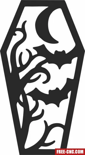 Halloween coffin clipart - Free dxf for laser cutting and plasma