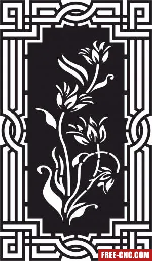 Beautiful decorative panel wall screen pattern with flower - Free dxf for laser cutting and plasma Beautiful decorative panel wall screen pattern with flower - Free dxf for laser cutting and plasma