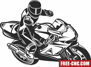 Biker riding clipart - Free dxf download