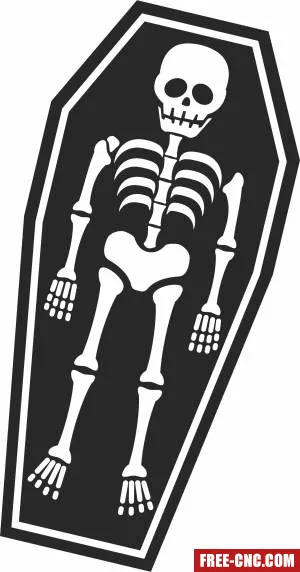 Coffin with skull halloween cliparts - Download free dxf for cnc plasma cutting