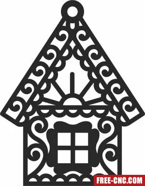 Ornament christmas house clipart - Download free dxf for cnc plasma cutting