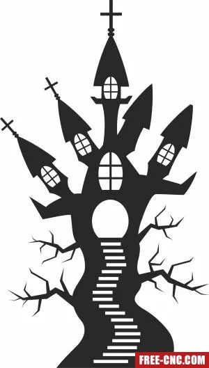 Haunted house halloween - Free dxf for laser cutting and plasma