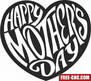 Happy mothers day heart - Download free dxf for cnc plasma cutting