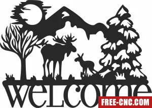 Elk welcome scene - Download free dxf for cnc plasma cutting