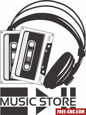 Music store logo sign - Free dxf for laser cutting and plasma