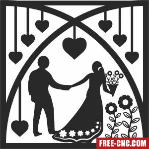 Wedding couple wall art - Free dxf files ready to cut