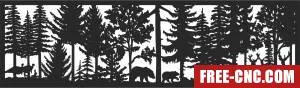 Bears deers forest scene wall decor - Download free dxf for cnc plasma cutting